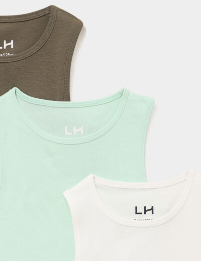 Lot de 3 d&eacute;bardeurs col rond coton vert pastel gar&ccedil;on