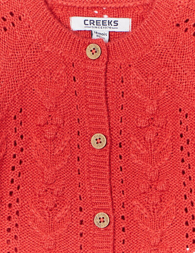 Gilet ajouré boutonné Creeks rouge foncé bébé fille