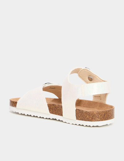 Sandales plates avec boucles blanc fille