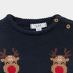 Pull de No&euml;l col rond manches longues bleu marine b&eacute;b&eacute; gar&ccedil;on