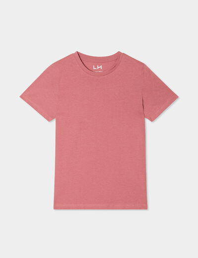 T-shirt en coton manches courtes vieux rose garçon