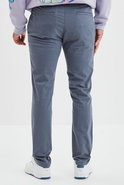 Pantalon chino slim coton bleu gris homme
