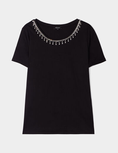 T-shirt col bijoux Mosquitos noir femme