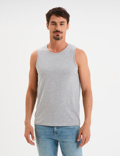 Débardeur col rond bretelles larges gris homme