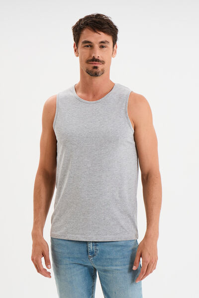 D&eacute;bardeur col rond bretelles larges gris homme