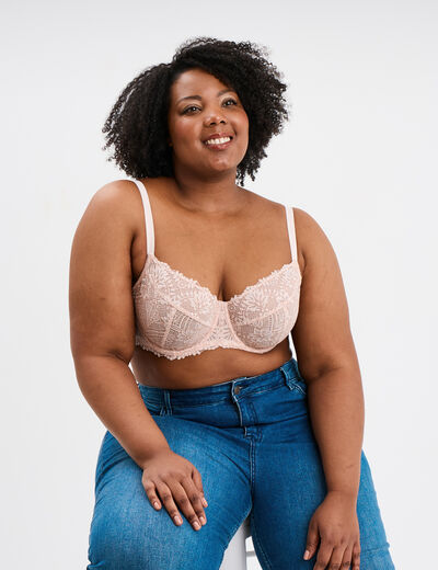 Soutien-gorge emboîtant dentelle rose clair femme grande taille