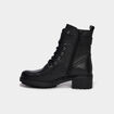 Boots crantées à lacets en cuir noir femme