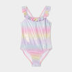Maillot de bain une pi&egrave;ce &agrave; volants rose fille