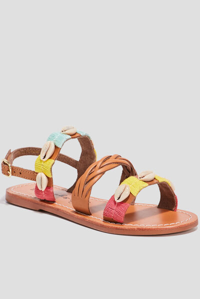 Sandales détails coquillage Creeks camel fille
