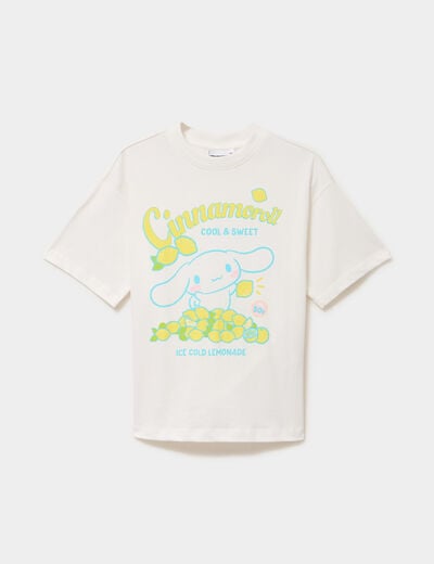 T-shirt coton Hello Kitty Cinnamoroll blanc fille