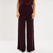Pantalon large &agrave; paillettes prune femme