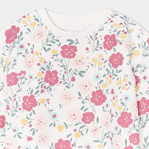 Sweat col rond manches longues ecru fille