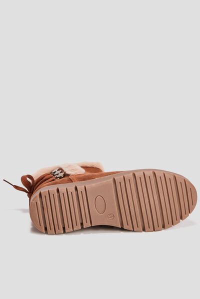 Bottines fourrées zippées camel fille