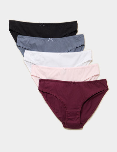 Lot 5 culottes coton prune femme