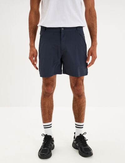 Short droit stretch poches zipp&eacute;es gris fonc&eacute; homme