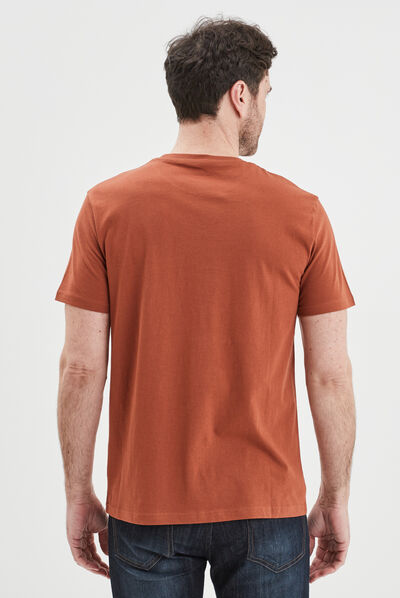 T-shirt manches courtes coton marron foncé homme