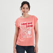 T-shirt col rond manches courtes Creeks rose femme