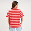 T-shirt droit &agrave; manches courtes coton rouge coquelicot femme