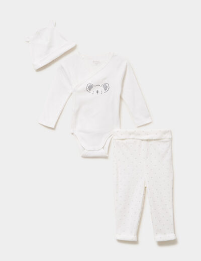 Ensemble 2 pi&egrave;ces coton blanc b&eacute;b&eacute;