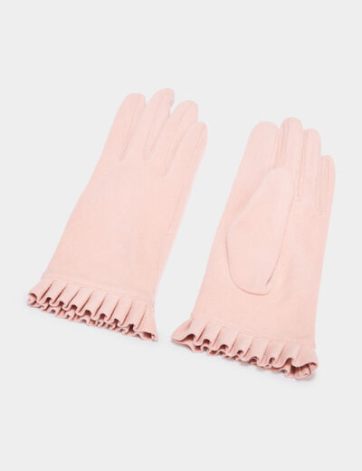 Gants avec volants rose femme