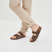 Mules bride d'attache en cuir marron homme