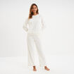 Pantalon effet polaire d&eacute;tails torsades blanc femme