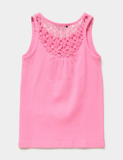 D&eacute;bardeur c&ocirc;tel&eacute; dos macram&eacute; rose fluo fille
