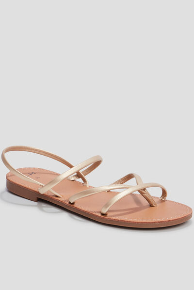 Sandales plates jaune or femme