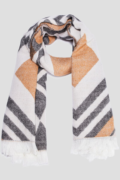 Écharpe à franges avec motifs multicolore femme