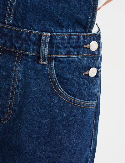 Salopette en jean mom boutonnée bleu foncé femme
