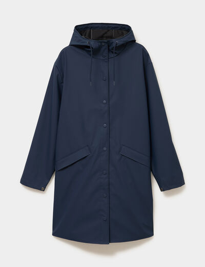 Parka imperm&eacute;able coupe-vent &agrave; capuche bleu marine femme