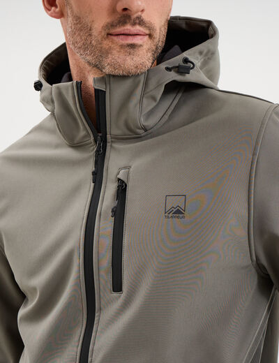 Blouson d&eacute;perlant fourr&eacute; &agrave; capuche gris homme