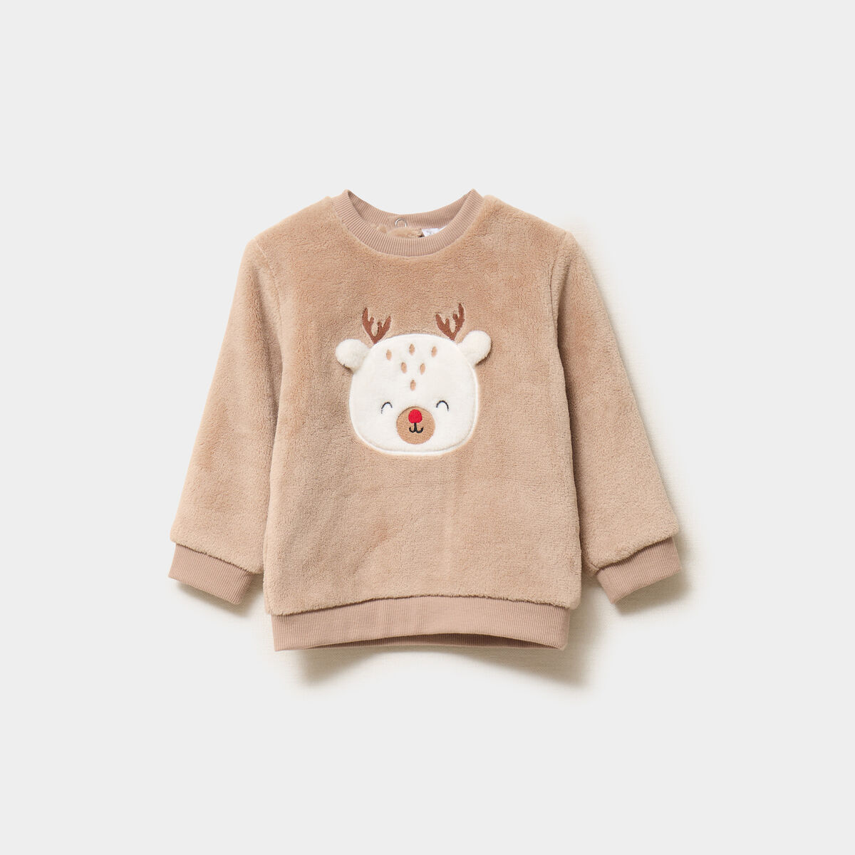 Sweat effet polaire manches longues taupe b&eacute;b&eacute; gar&ccedil;on