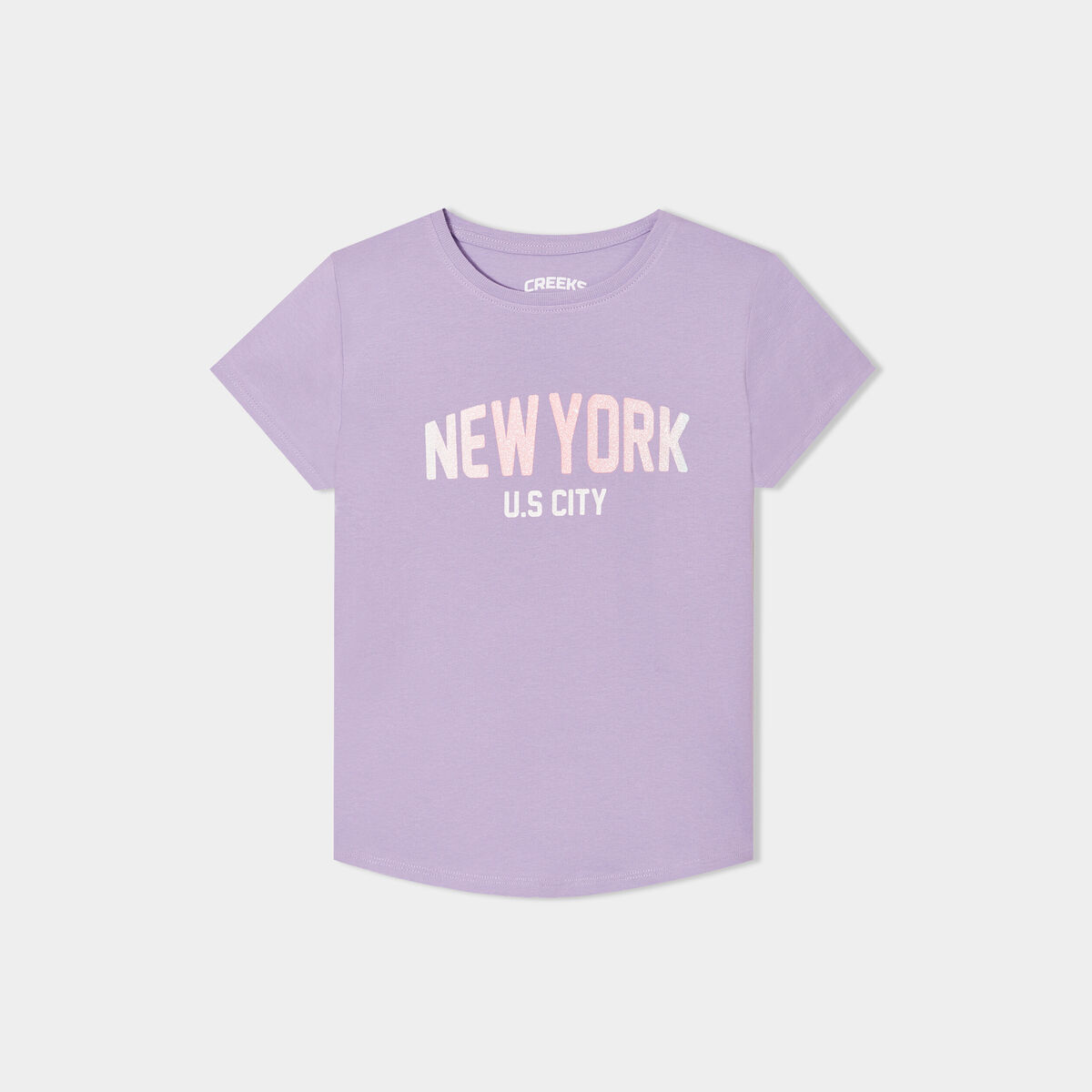 T-shirt coton manches courtes Creeks mauve fille