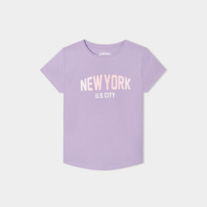 T-shirt coton manches courtes Creeks mauve fille
