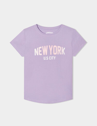 T-shirt coton manches courtes Creeks mauve fille