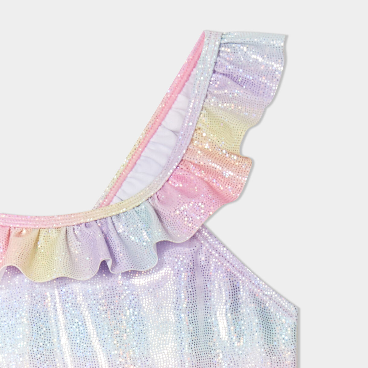 Maillot de bain une pi&egrave;ce &agrave; volants rose fille