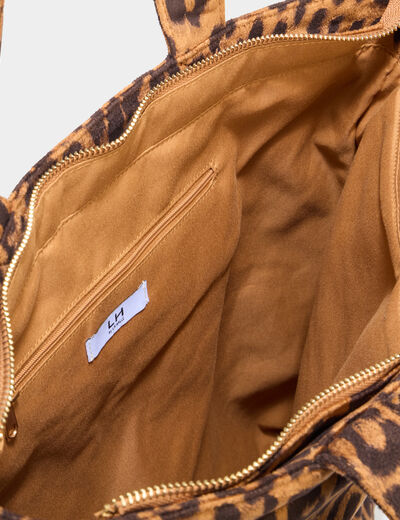 Sac tote bag zipp&eacute; sable femme