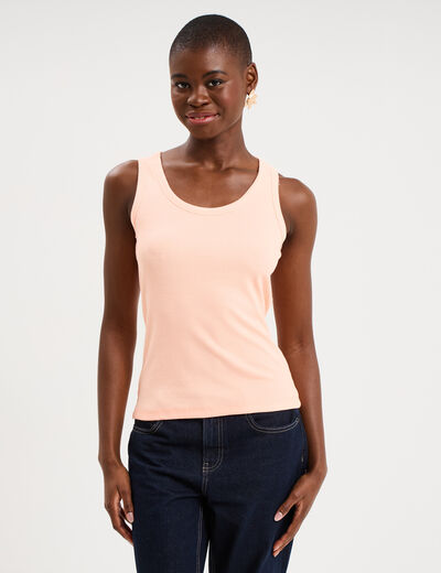 D&eacute;bardeur ajust&eacute; col rond coton orange fluo femme