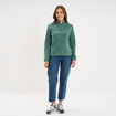 Sweat polaire col camionneur vert fonc&eacute; femme