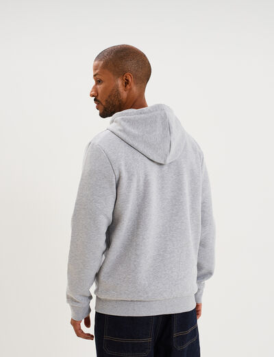 Sweat zipp&eacute; molleton &agrave; capuche gris homme