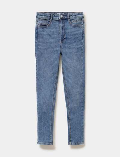 Jeans skinny taille haute cropped denim stone femme