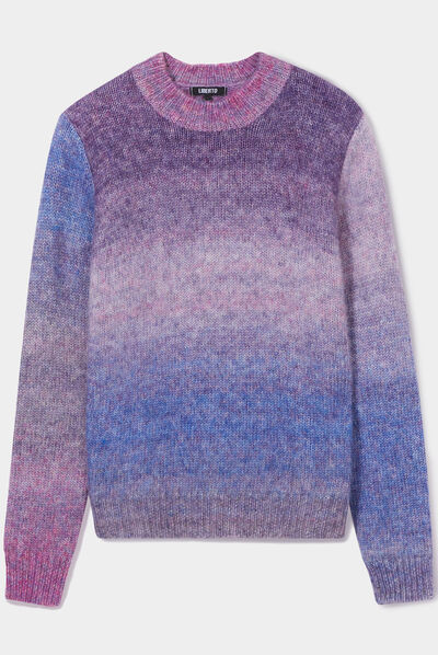 Pull col rond manches longues Liberto violet femme