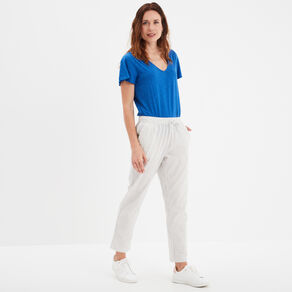 T-shirt manches courtes épaules smockées bleu roi femme