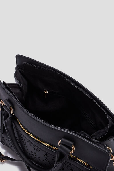 Sac rectangulaire ajouré noir femme