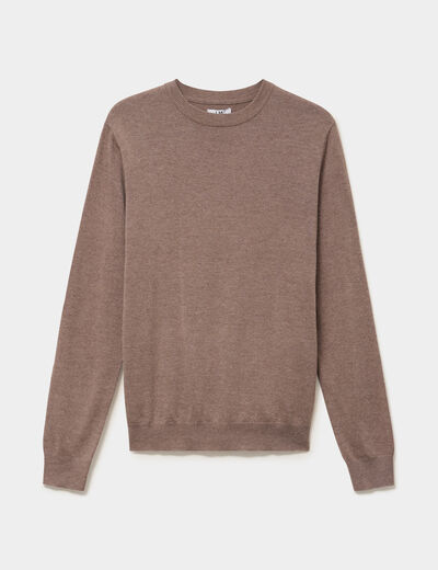 Pull col rond manches longues gris homme