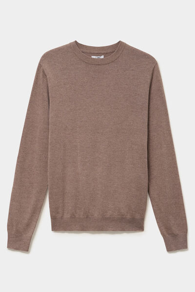 Pull col rond manches longues gris homme