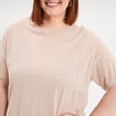 T-shirt col rond manches courtes coton beige femme grande taille