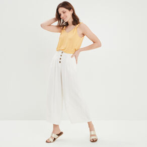 debardeur col en v bretelles nouees jaune clair femme Débardeur col en V bretelles nouées jaune clair femme