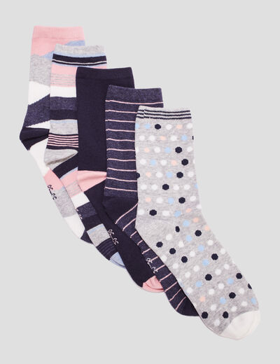 Lot 5 paires chaussettes bleu femme